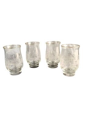 Vintage Libbey Winter Scene With Gold Rim Glass Drinkware Set of Four Arby's